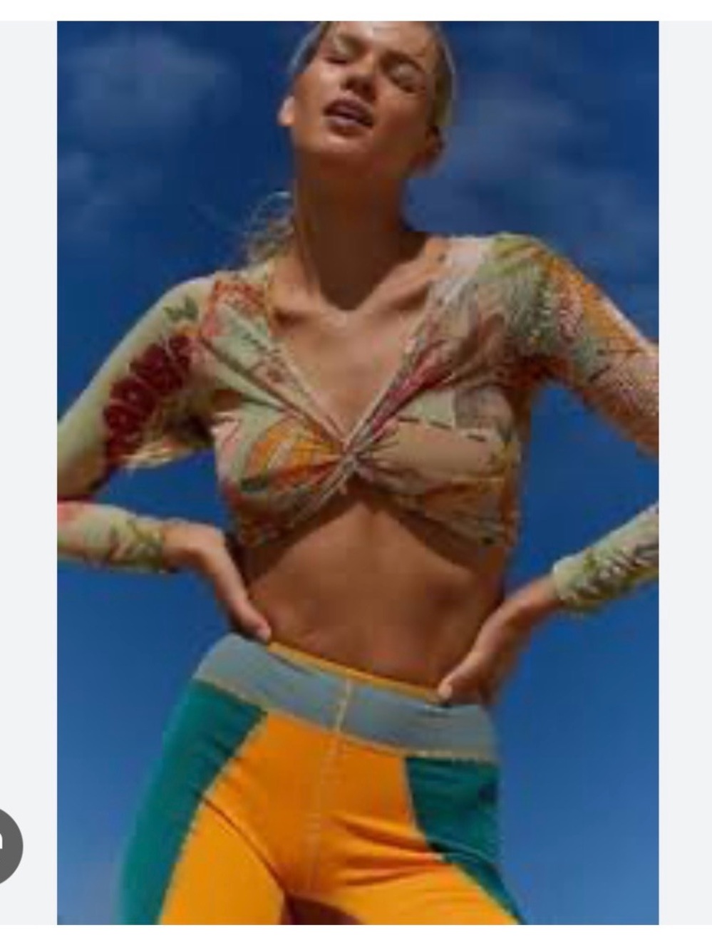 Free People Beige Multicolor Twist Long Sleeve Crop Top NWOT S